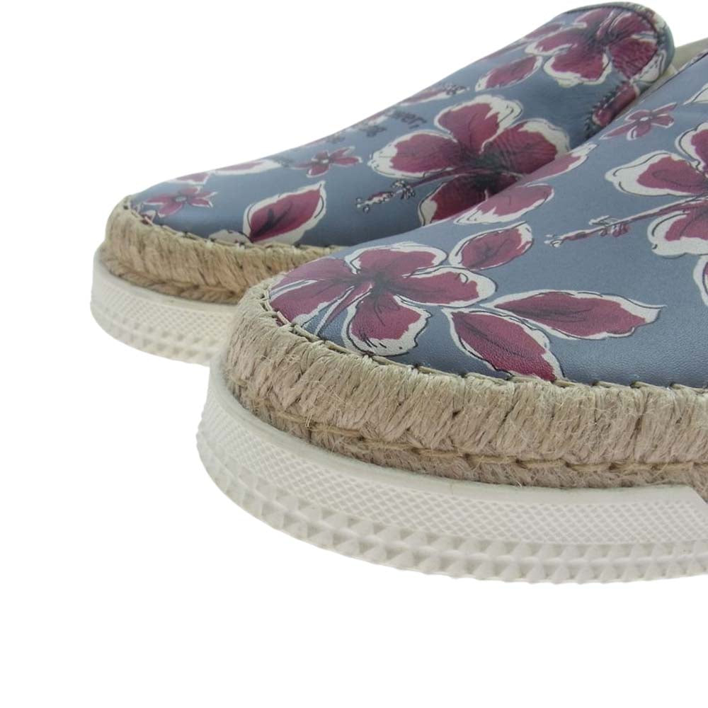 VALENTINO ヴァレンティノ ハイビスカス フラワー エスパドリーユ スリッポン スニーカー グレー系 44【中古】