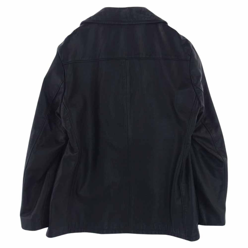 Supreme シュプリーム 12AW × schott ショット Leather Pea Jacket レザー ダブル ジャケット Pコート ブラック系 XL【中古】