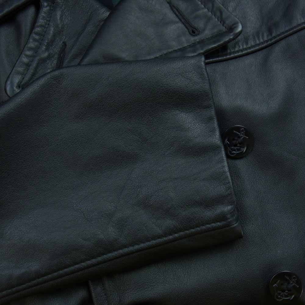 Supreme シュプリーム 12AW × schott ショット Leather Pea Jacket レザー ダブル ジャケット Pコート ブラック系 XL【中古】