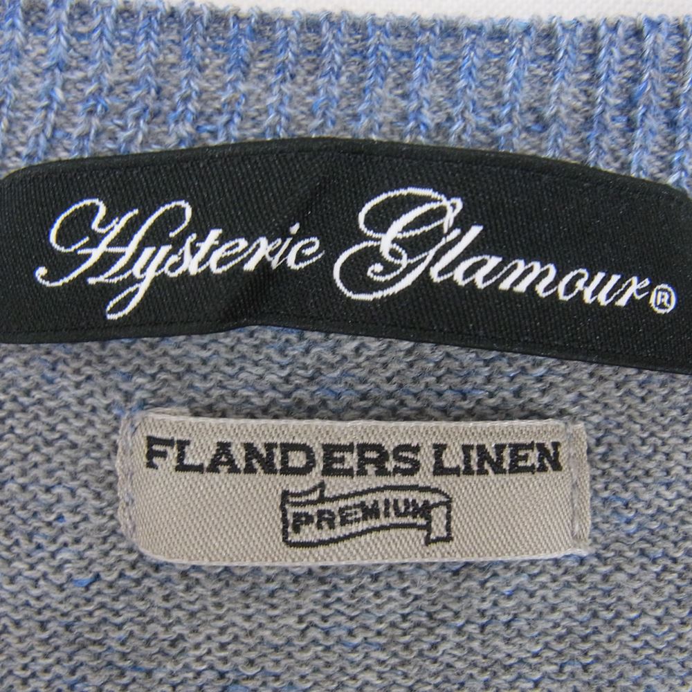 HYSTERIC GLAMOUR ヒステリックグラマー 0133NS01 VIP CLUB ビップクラブ ガールプリント ニット セーター ライトブルー系 F【中古】