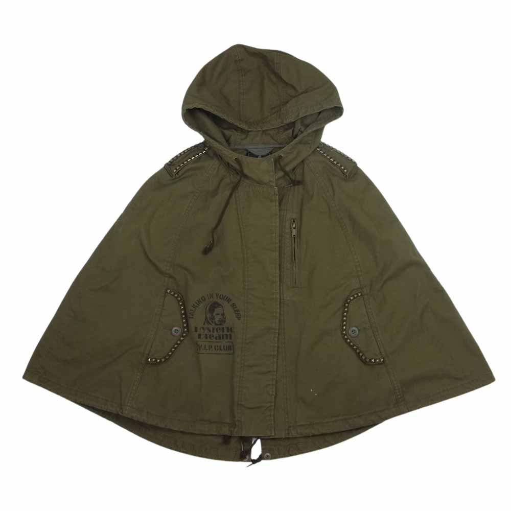 HYSTERIC GLAMOUR ヒステリックグラマー 0133AB05 スタッズ付き ミリタリー ポンチョ ジャケット カーキ系 F【中古】