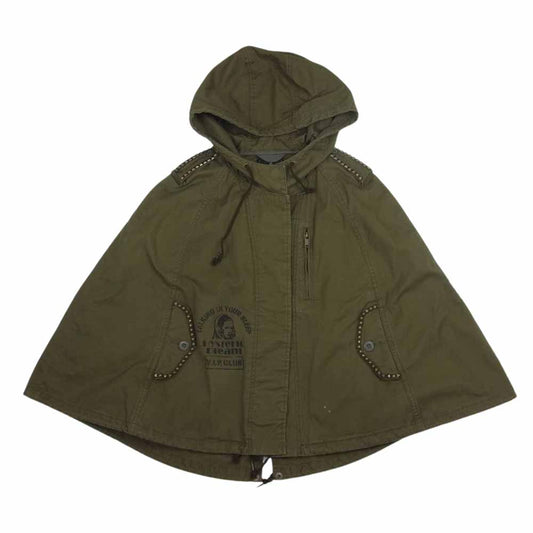 HYSTERIC GLAMOUR ヒステリックグラマー 0133AB05 スタッズ付き ミリタリー ポンチョ ジャケット カーキ系 F【中古】
