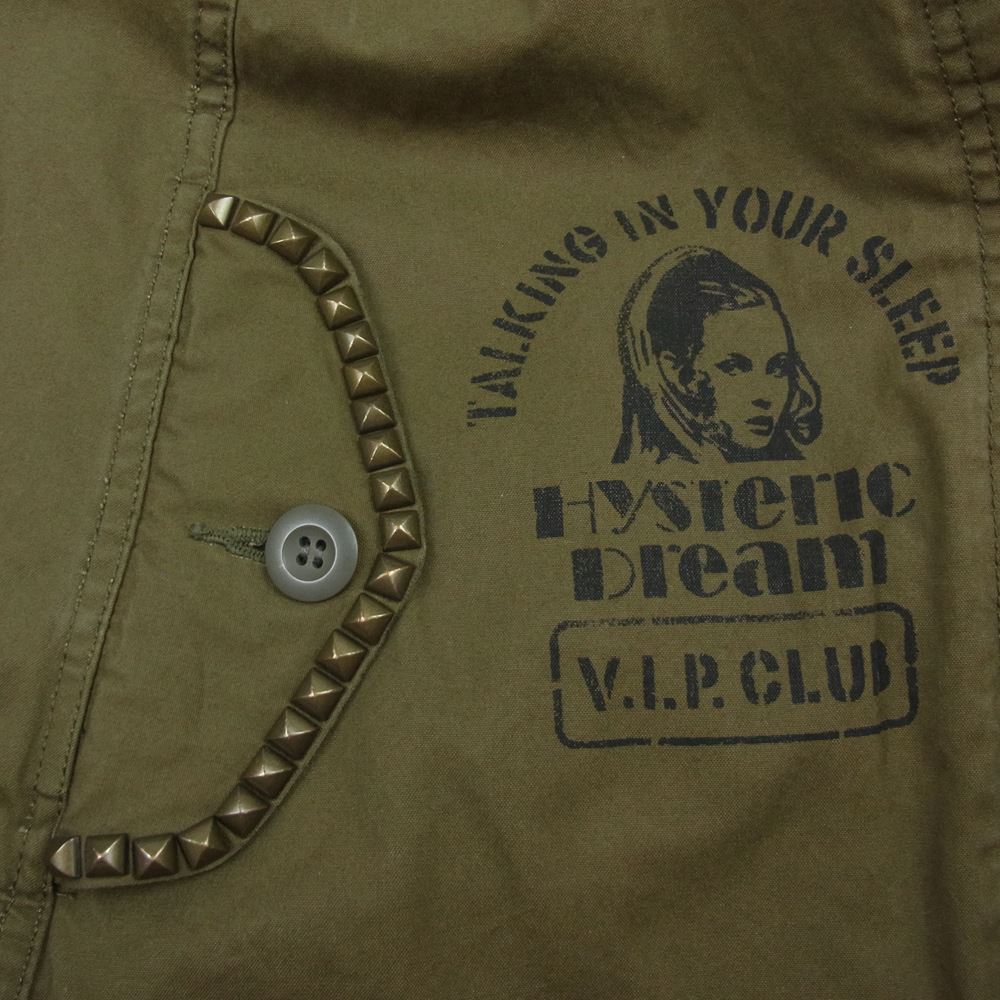HYSTERIC GLAMOUR ヒステリックグラマー 0133AB05 スタッズ付き ミリタリー ポンチョ ジャケット カーキ系 F【中古】