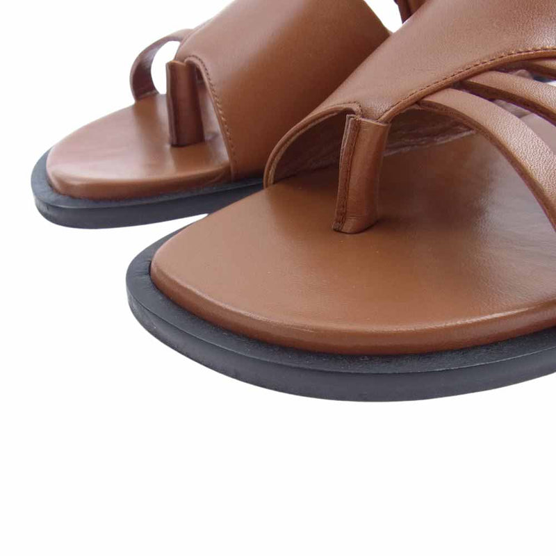 マメクロゴウチ MM23SS-AC307 Plait Detailed Leather Sandals レザー サンダル ブラウン系 24.5cm【極上美品】【中古】