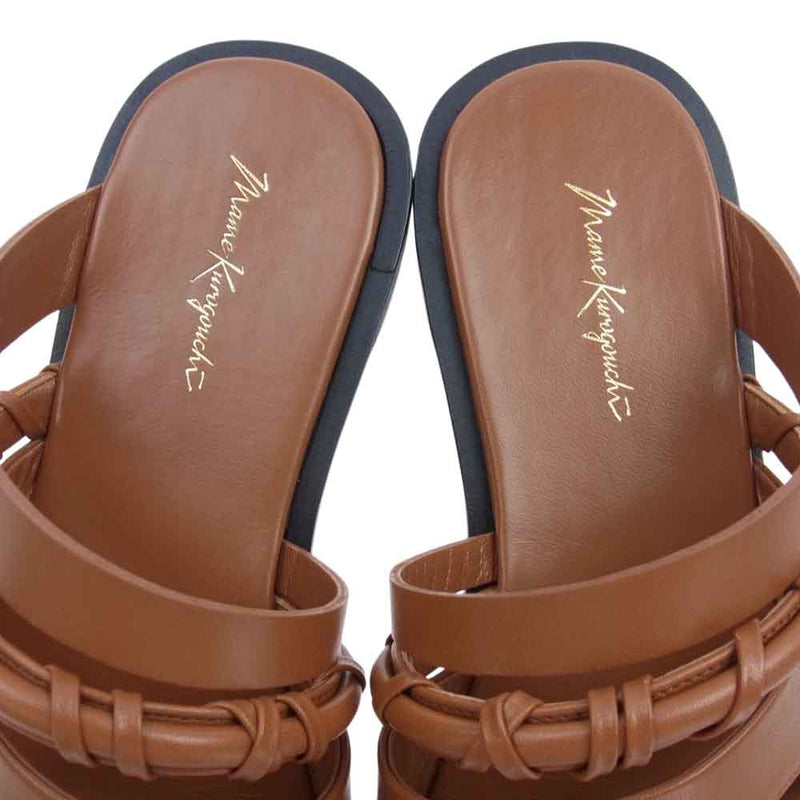 マメクロゴウチ MM23SS-AC307 Plait Detailed Leather Sandals レザー サンダル ブラウン系 24.5cm【極上美品】【中古】