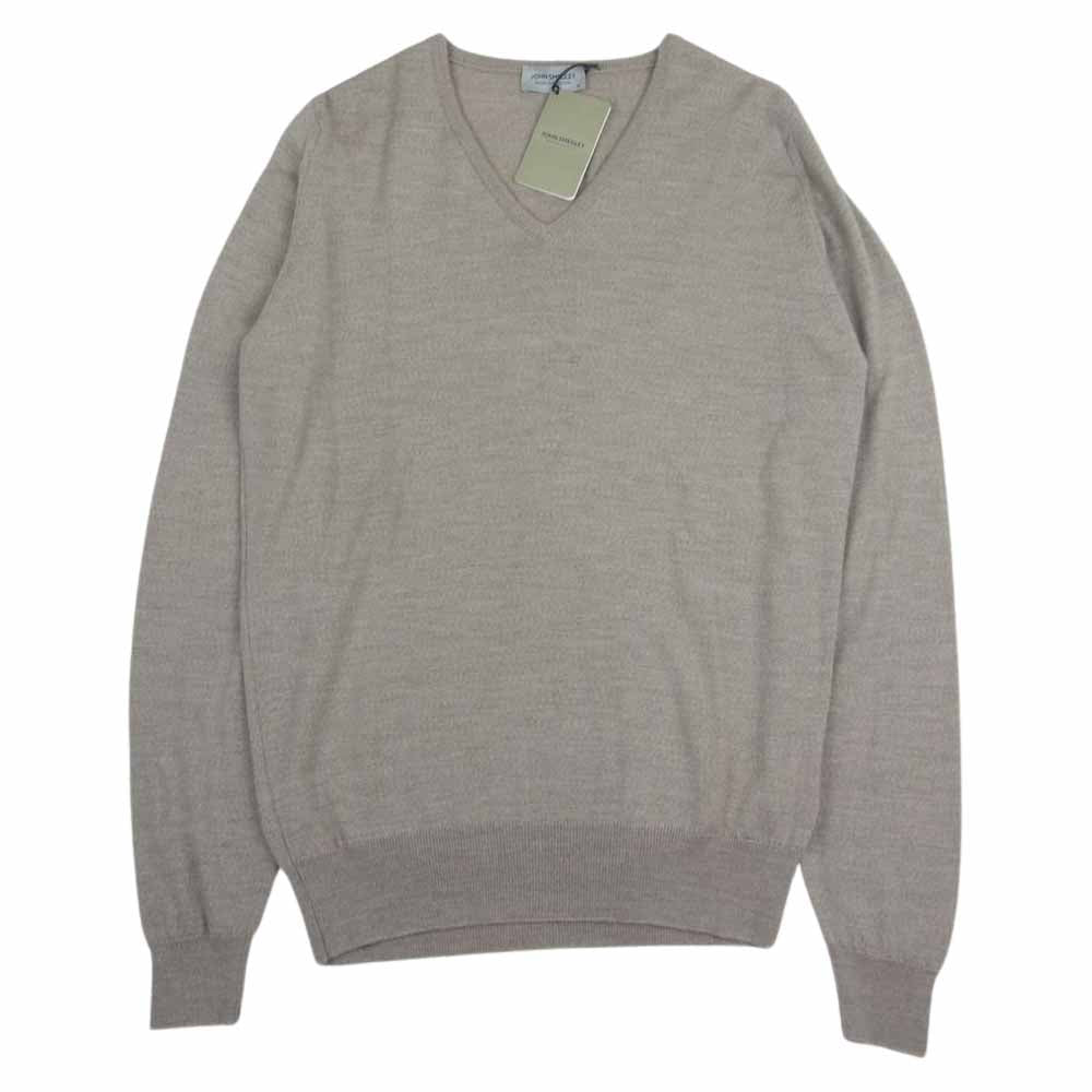 JOHN SMEDLEY ジョンスメドレー RIBER SOFT FAWN メリノウール 24G Vネック ニット ブラウン系 M【極上美品】【中古】