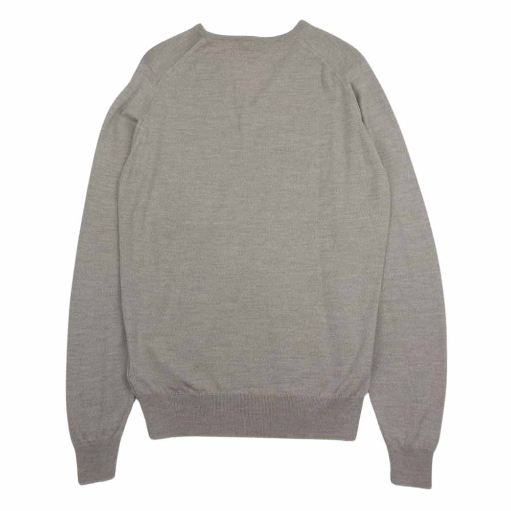 JOHN SMEDLEY ジョンスメドレー RIBER SOFT FAWN メリノウール 24G Vネック ニット ブラウン系 M【極上美品】【中古】