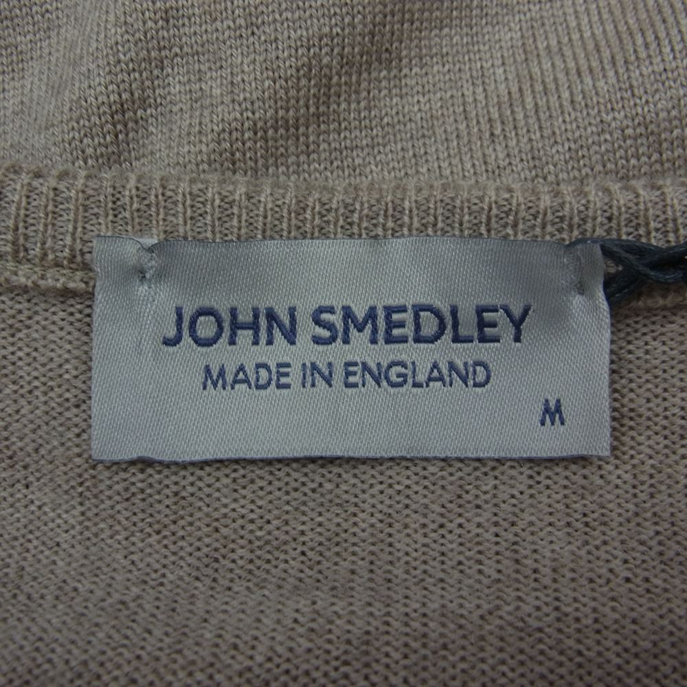 JOHN SMEDLEY ジョンスメドレー RIBER SOFT FAWN メリノウール 24G Vネック ニット ブラウン系 M【極上美品】【中古】