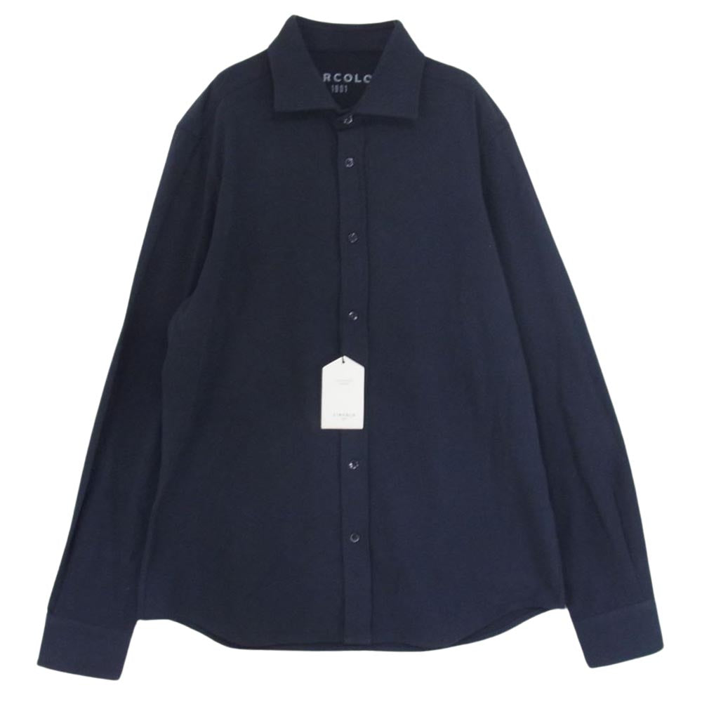 チルコロ CN3610 851 ワイドカラー コットンジャージー ストレッチ 長袖 ドレス シャツ ネイビー系 L【極上美品】【中古】