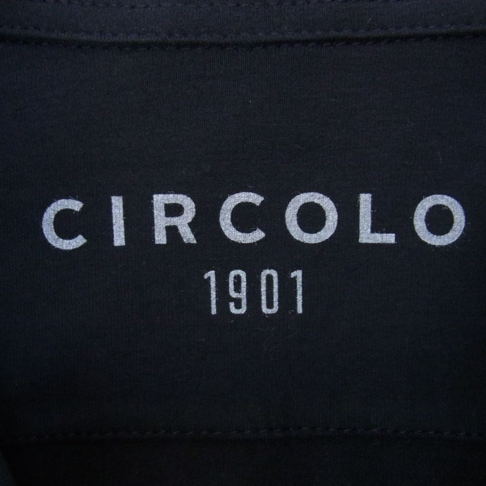 チルコロ CN3610 851 ワイドカラー コットンジャージー ストレッチ 長袖 ドレス シャツ ネイビー系 L【極上美品】【中古】