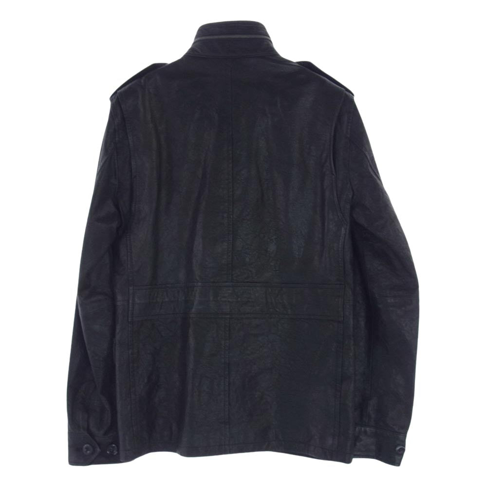 UNITED ARROWS ユナイテッドアローズ シープレザー 羊革 M-65 フィールドジャケット 裏地チェック レザージャケット ブラック系 M【中古】