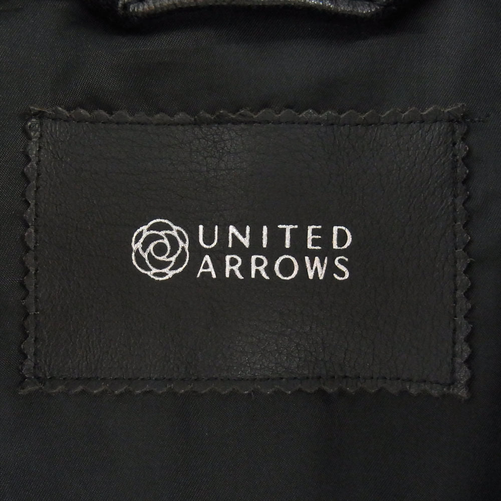 UNITED ARROWS ユナイテッドアローズ シープレザー 羊革 M-65 フィールドジャケット 裏地チェック レザージャケット ブラック系 M【中古】