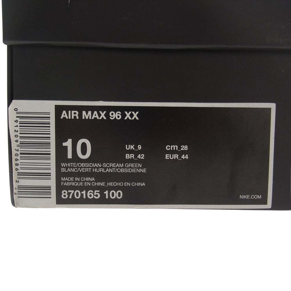 NIKE ナイキ 870165-100 Air Max 96 XX Obsidian Scream Green エアマックス 96 XX オブシディアン スクリーム グリーン スニーカー ホワイト系 ネイビー系 28cm【中古】