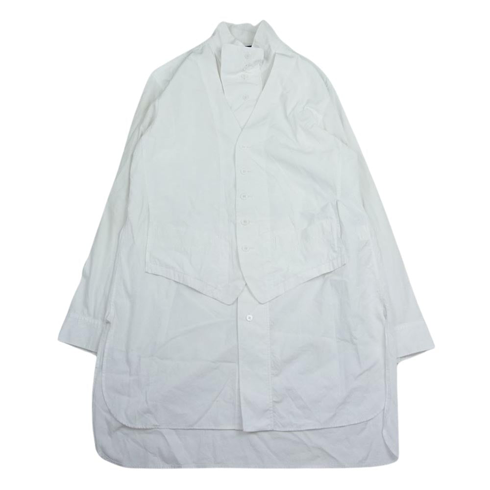 Yohji Yamamoto POUR HOMME ヨウジヤマモトプールオム 22AW HE-B50-520 ベストドッキング ストール付き 長袖 シャツ ホワイト系 2【中古】