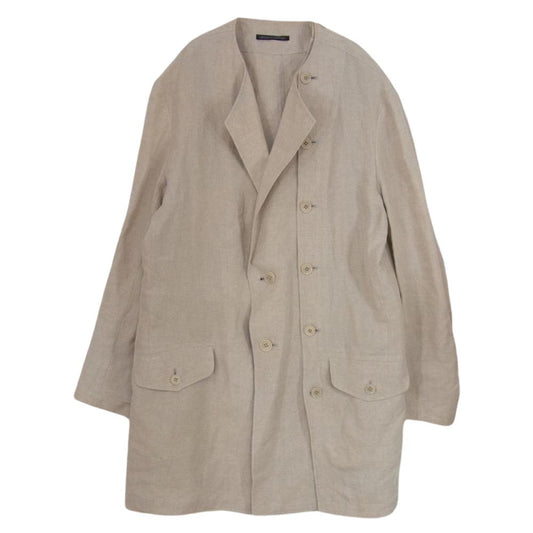 Yohji Yamamoto POUR HOMME ヨウジヤマモトプールオム 21SS HD-J21-303 N 襟なし左身釦あき リネン ジャケット ベージュ系 2【中古】