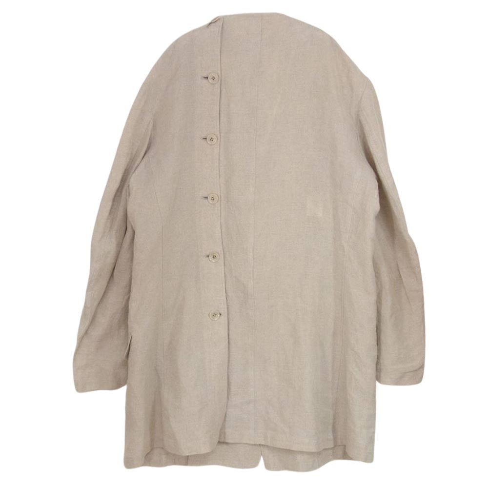 Yohji Yamamoto POUR HOMME ヨウジヤマモトプールオム 21SS HD-J21-303 N 襟なし左身釦あき リネン ジャケット ベージュ系 2【中古】