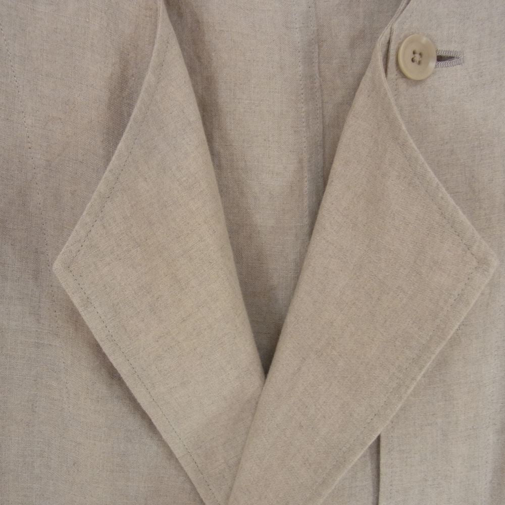 Yohji Yamamoto POUR HOMME ヨウジヤマモトプールオム 21SS HD-J21-303 N 襟なし左身釦あき リネン ジャケット ベージュ系 2【中古】