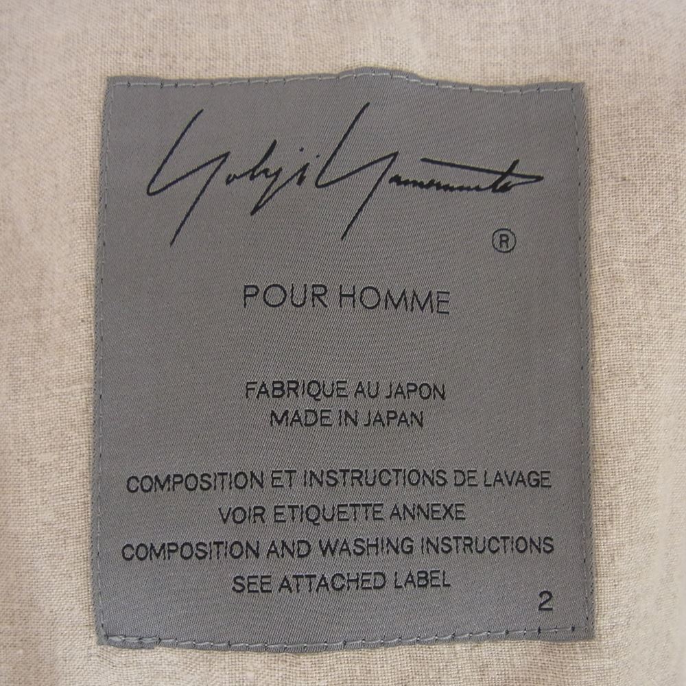 Yohji Yamamoto POUR HOMME ヨウジヤマモトプールオム 21SS HD-J21-303 N 襟なし左身釦あき リネン ジャケット ベージュ系 2【中古】