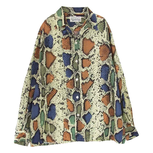 WACKO MARIA ワコマリア 22AW 22FW-WMS-HI08 HAWAIIAN SHIRT L/S パイソン柄 レーヨン ハワイアン アロハ 長袖 シャツ L【中古】