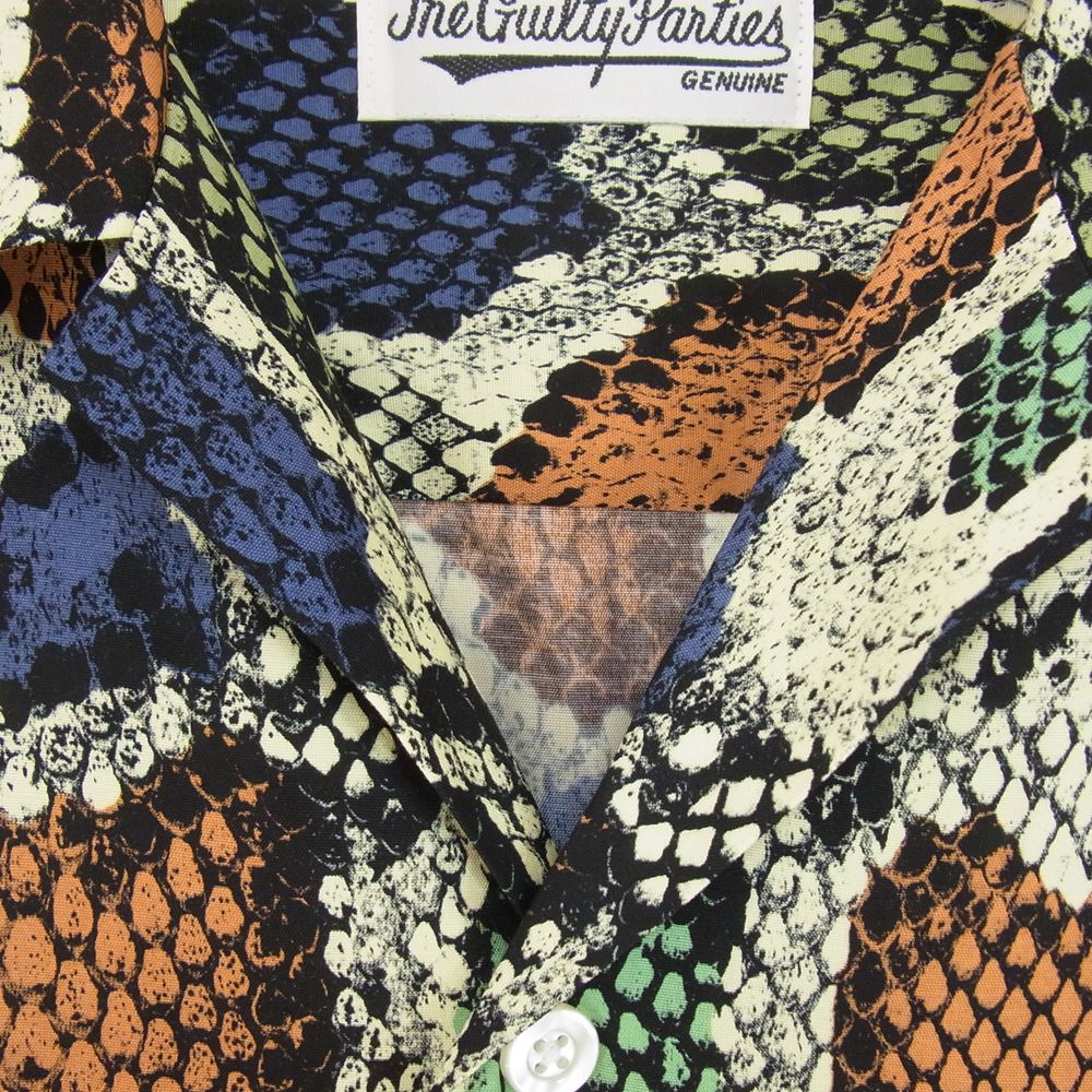 WACKO MARIA ワコマリア 22AW 22FW-WMS-HI08 HAWAIIAN SHIRT L/S パイソン柄 レーヨン ハワイアン アロハ 長袖 シャツ L【中古】