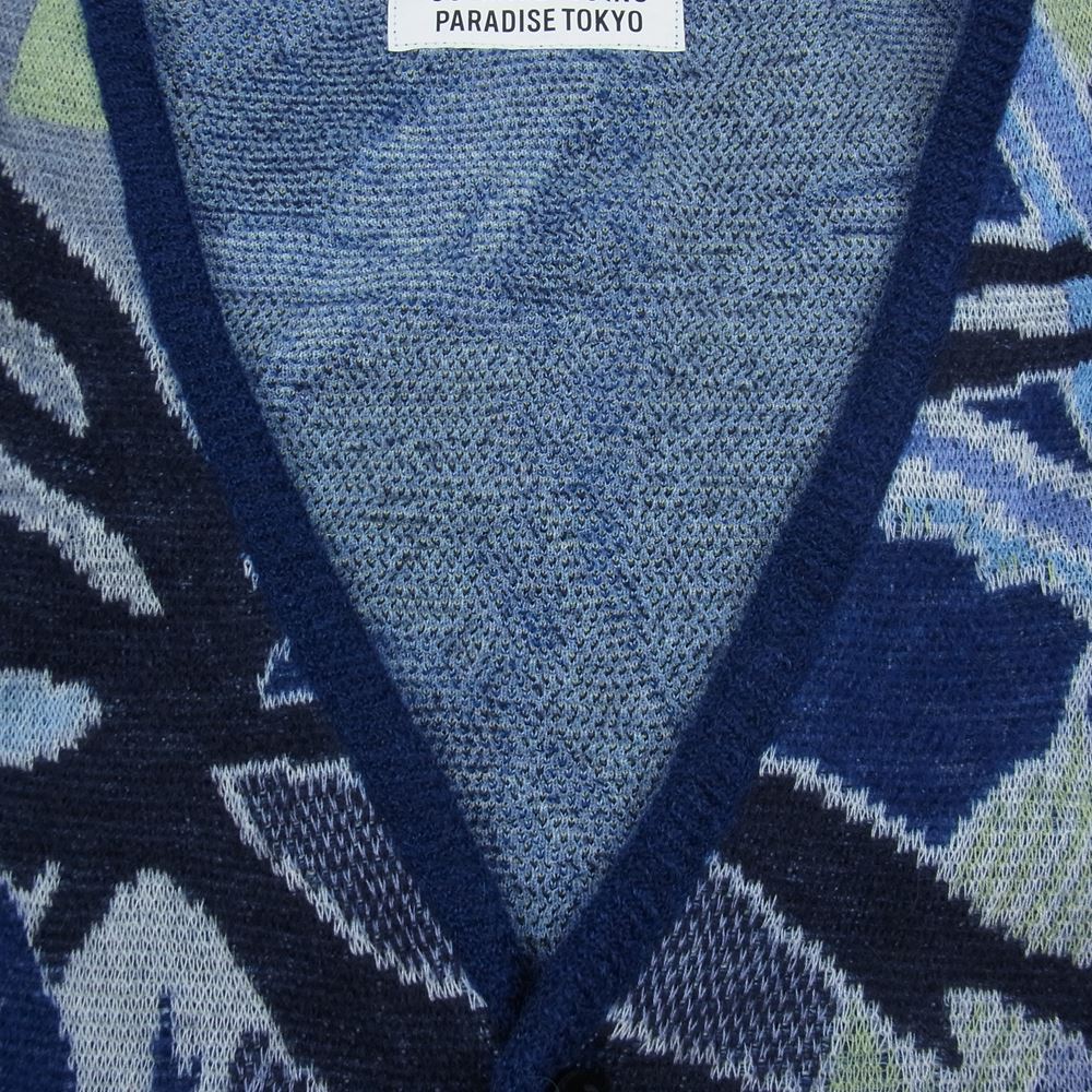 WACKO MARIA ワコマリア 22AW 22FW-WMK-KN19 Yula Paradise MOHAIR KNIT JACQUARD CARDIGAN ユラ パラダイス図 モヘヤ ニット カーディガン ブルー系 XXL【中古】