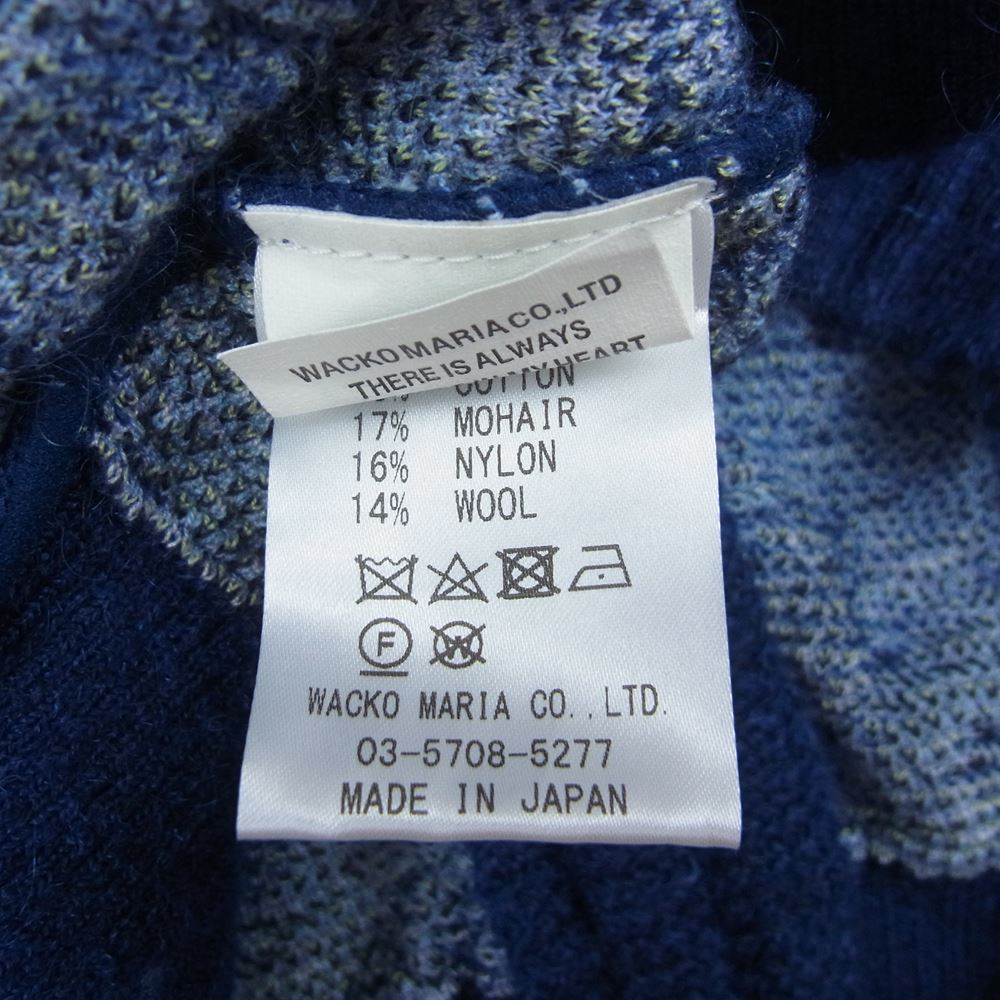 WACKO MARIA ワコマリア 22AW 22FW-WMK-KN19 Yula Paradise MOHAIR KNIT JACQUARD CARDIGAN ユラ パラダイス図 モヘヤ ニット カーディガン ブルー系 XXL【中古】