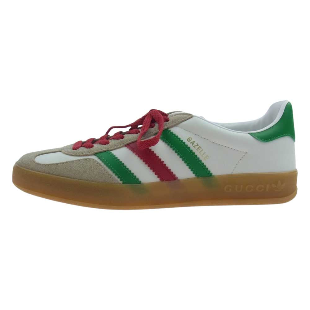 GUCCI グッチ 726487 AAA43 9547 x Adidas アディダス Gazelle White Green Red スニーカー ホワイト系 25cm【新古品】【未使用】【中古】