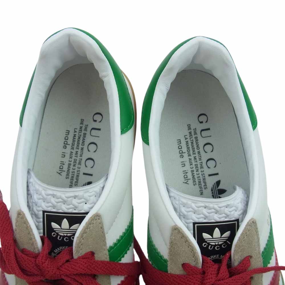 GUCCI グッチ 726487 AAA43 9547 x Adidas アディダス Gazelle White Green Red スニーカー ホワイト系 25cm【新古品】【未使用】【中古】