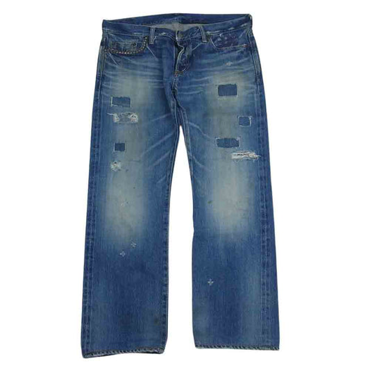 HYSTERIC GLAMOUR ヒステリックグラマー 4AP-2104 SP加工 小窓リメイク セルビッチ スタッズ デニム パンツ インディゴブルー系 34【美品】【中古】