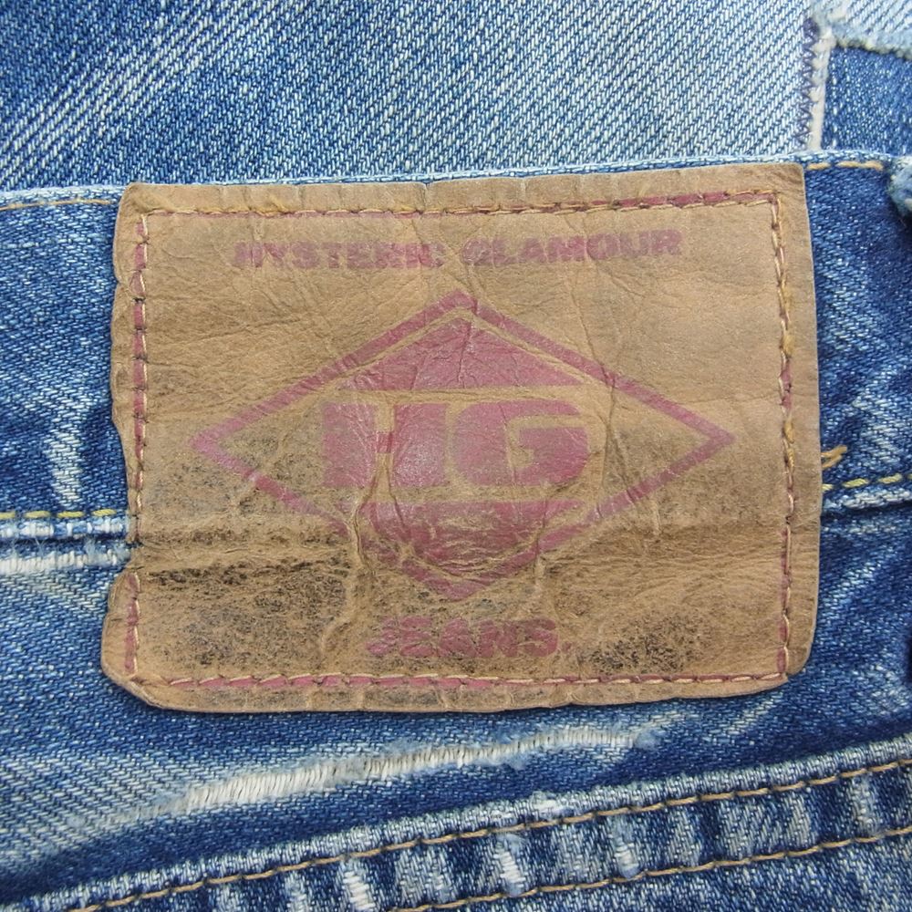 HYSTERIC GLAMOUR ヒステリックグラマー 4AP-2104 SP加工 小窓リメイク セルビッチ スタッズ デニム パンツ インディゴブルー系 34【美品】【中古】