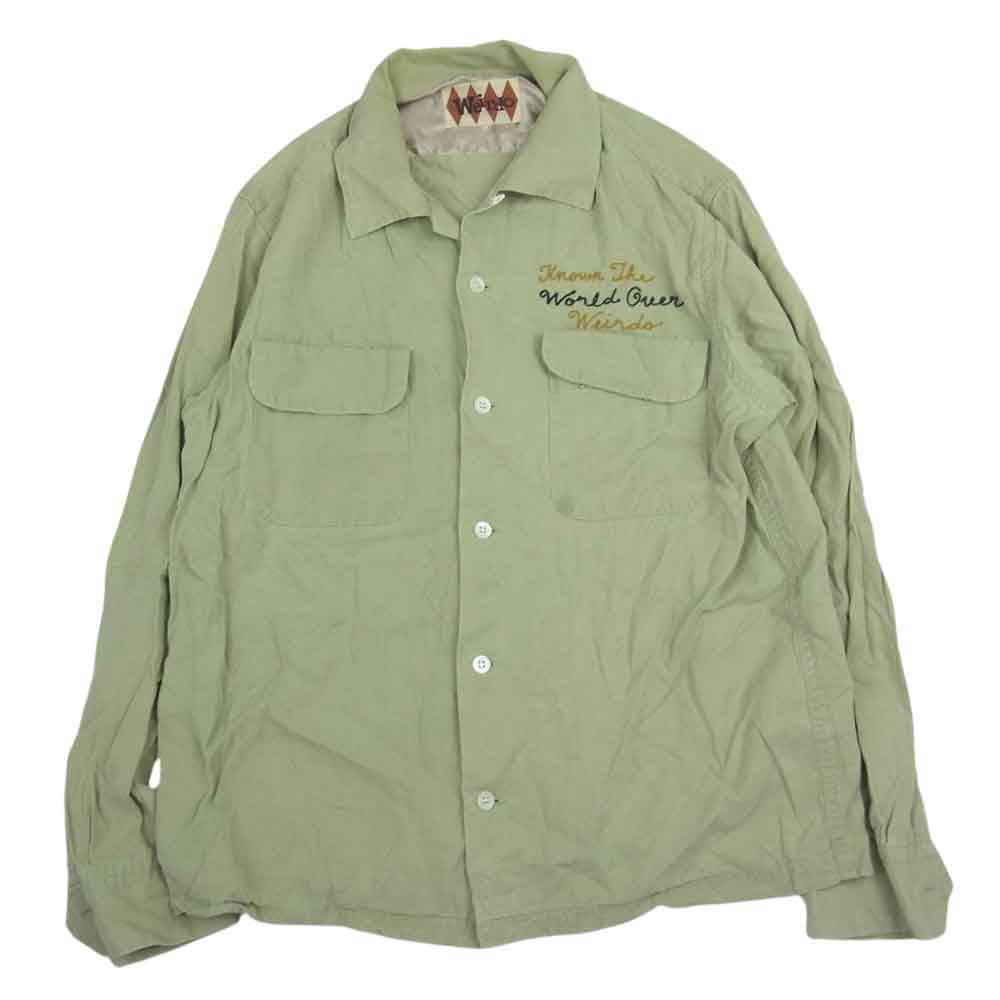 WEIRDO ウィアード 17SS WRD-17-SS-09 MECHANICAL TOYS メカニカル トイ テンセル 開襟 オープンカラー 長袖 シャツ グリーン系 M【中古】