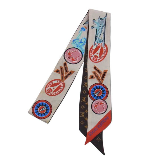 LOUIS VUITTON ルイ・ヴィトン バンドーBB シルク スカーフ 飛行機 自由の女神 ロゴ マルチカラー系【中古】