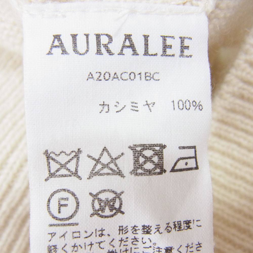 AURALEE オーラリー 20AW A20AC01BC BABY CASHMERE KNIT CARDIGAN ベビー カシミヤ ニット カーディガン オフホワイト系 3【中古】