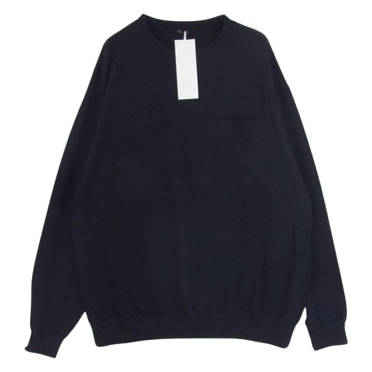 COMOLI コモリ 21AW U03-05006 ウールテンジク L/Sクルー ウール天竺 長袖 ニット Tシャツ ダークネイビー系 3【中古】