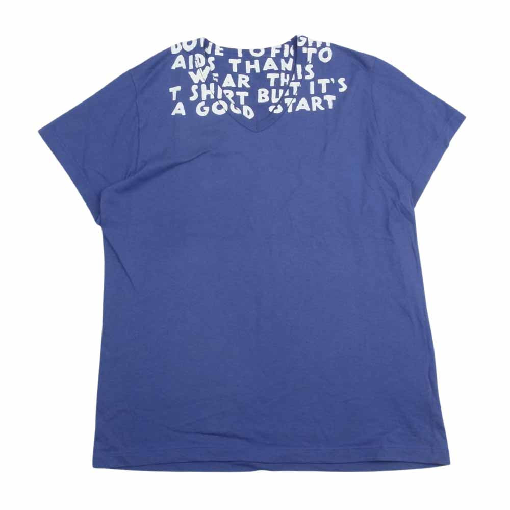 MAISON MARTIN MARGIELA メゾンマルタンマルジェラ 31 XM099 ここのえタグ エイズプリント Vネック 半袖 Tシャツ パープル系【中古】