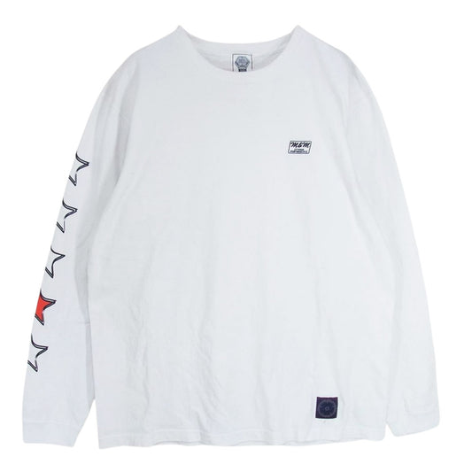 エムアンドエム ロゴ刺繍 スタープリント 長袖 Tシャツ ロンT ホワイト系 XL【中古】