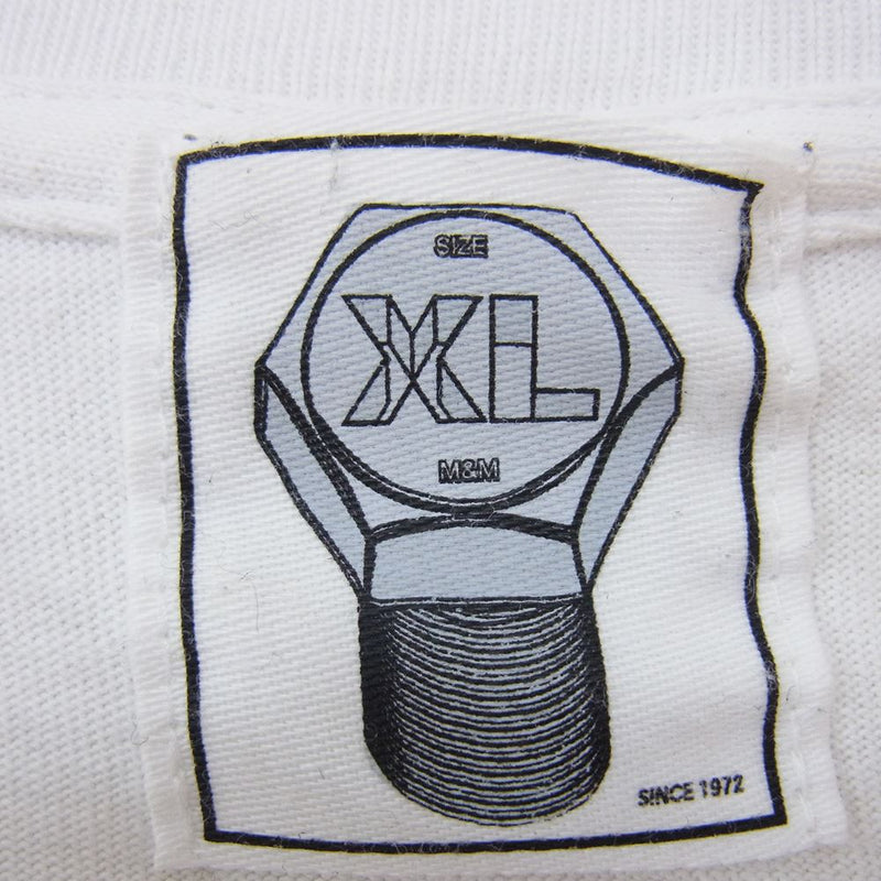 エムアンドエム ロゴ刺繍 スタープリント 長袖 Tシャツ ロンT ホワイト系 XL【中古】