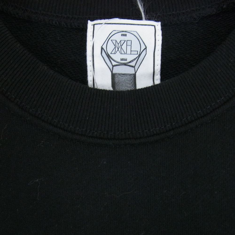 エムアンドエム ロゴプリント スター刺繍 クルーネック スウェット トレーナー ブラック系 XL【中古】