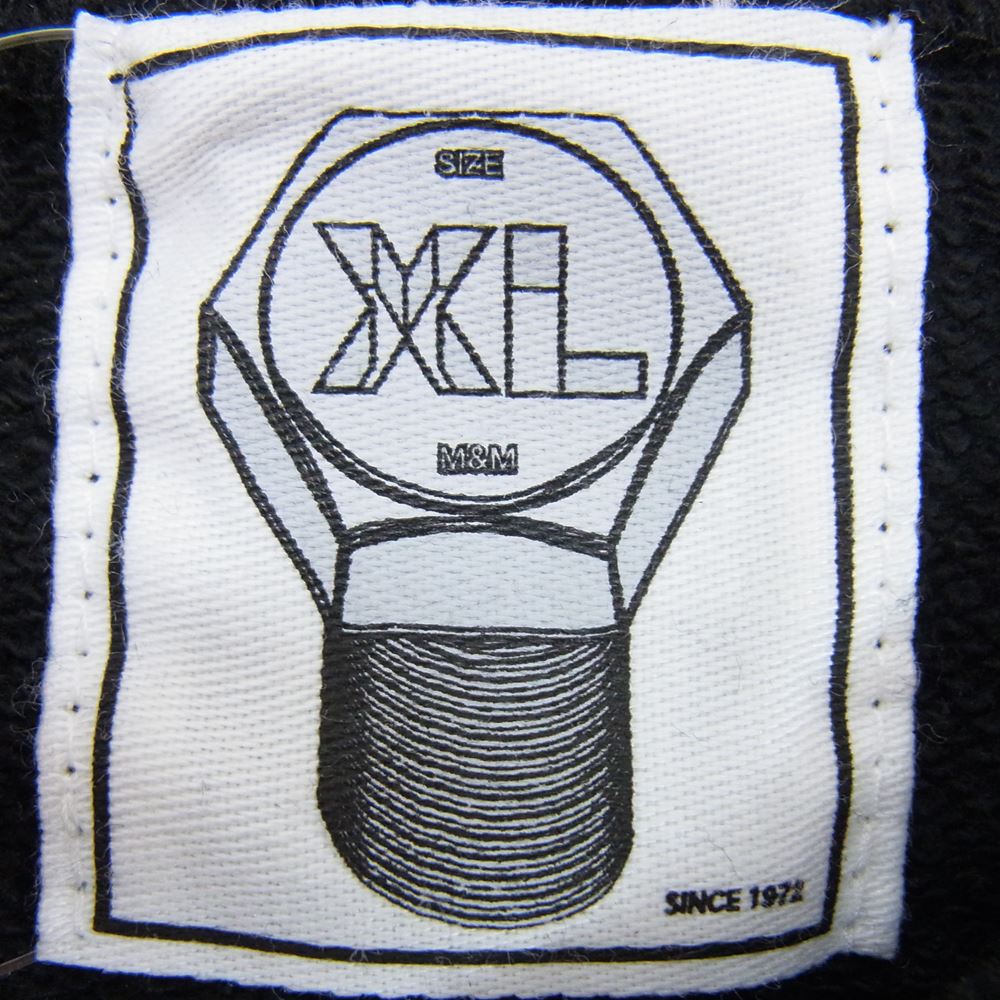 エムアンドエム ロゴプリント スター刺繍 クルーネック スウェット トレーナー ブラック系 XL【中古】