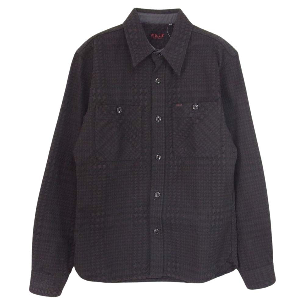R.J.B アールジェイビー 総柄 長袖 シャツ ブラック系 ダークブラウン系 36【中古】