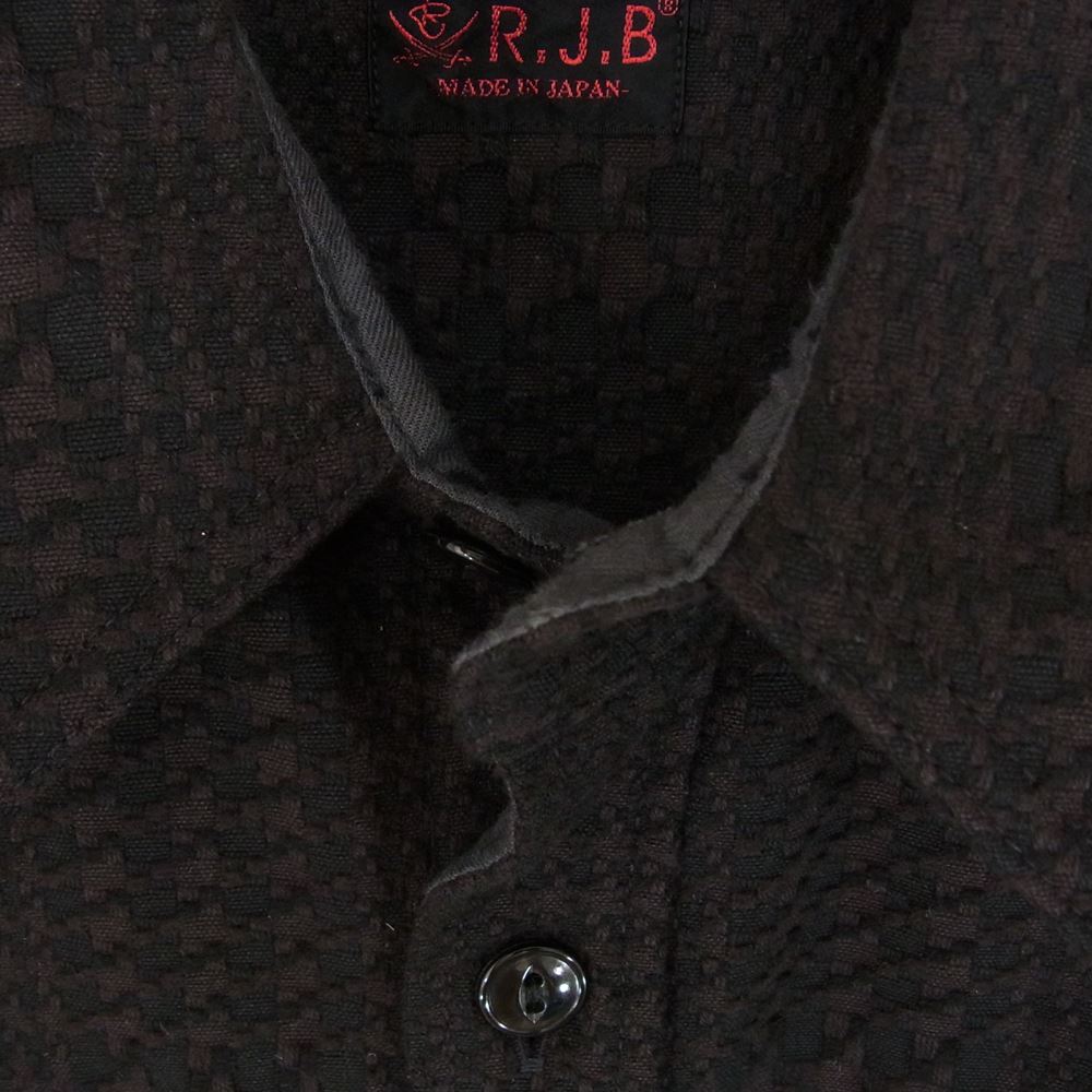 R.J.B アールジェイビー 総柄 長袖 シャツ ブラック系 ダークブラウン系 36【中古】