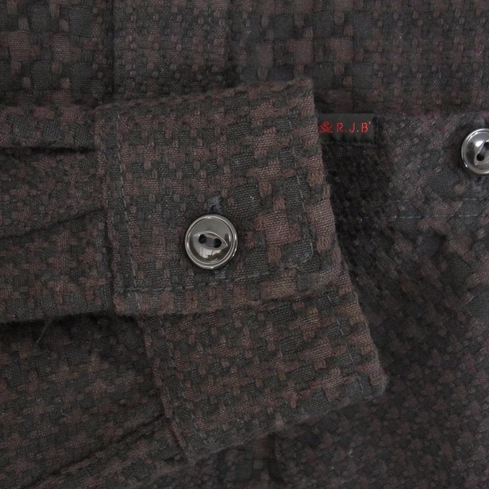 R.J.B アールジェイビー 総柄 長袖 シャツ ブラック系 ダークブラウン系 36【中古】