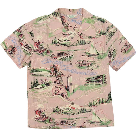 THE FLAT HEAD ザフラットヘッド レーヨン プリント アロハ ハワイアン シャツ S【中古】