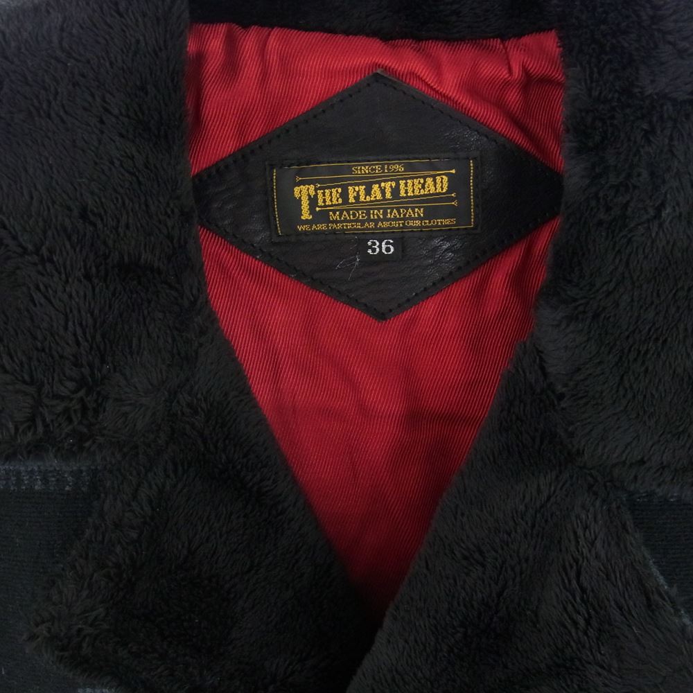 THE FLAT HEAD ザフラットヘッド ネイティブ柄 ブランケット ボア ジャケット ブラック系 36【中古】