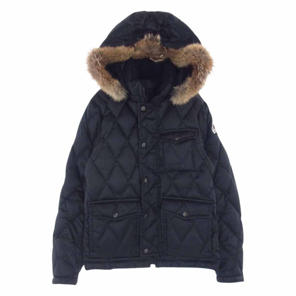 R.J.B アールジェイビー コヨーテ ファー付き キルティング ダウン ジャケット ブラック系 36【中古】