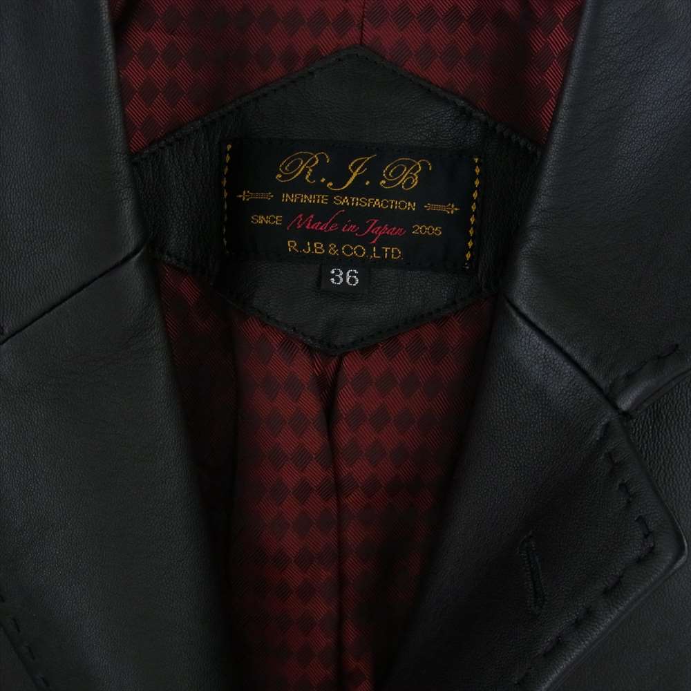 R.J.B アールジェイビー シープ レザー テーラード ジャケット ブラック系 36【中古】