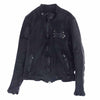 ISAMUKATAYAMA BACKLASH イサムカタヤマバックラッシュ 1221-01 ドイツカーフ レザー シングルライダース ジャケット 裏地メッセージ総柄 ブラック系 3（L）【中古】