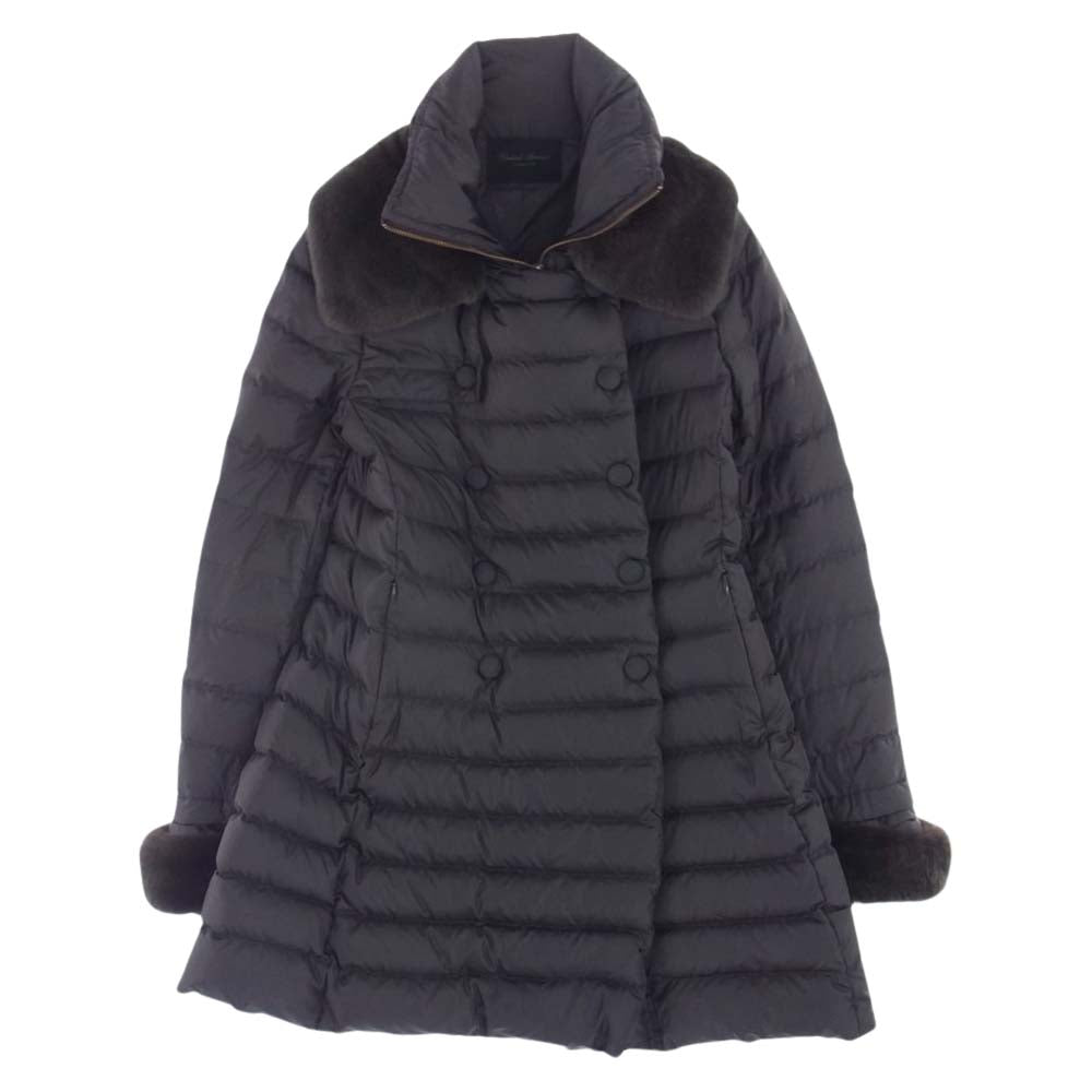 UNITED ARROWS ユナイテッドアローズ 1525-199-0394 着脱可能 襟レッキスラビットファー付き ダウンコート ダウンジャケット チャコールグレー系 36【中古】