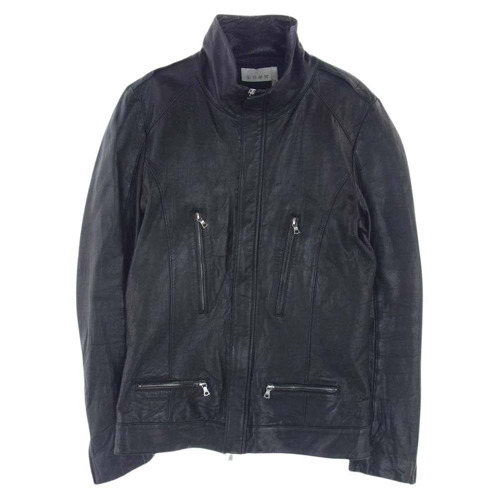 AZ エーゼイ L-006 junhashimoto ジュンハシモト ラムレザー シングル ライダース ジャケット ブラック系 M【中古】