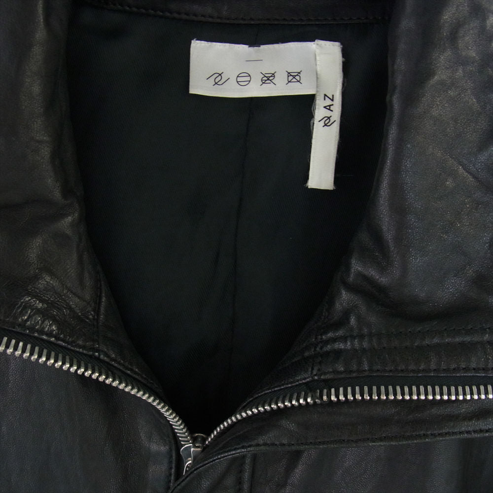 AZ エーゼイ L-006 junhashimoto ジュンハシモト ラムレザー シングル ライダース ジャケット ブラック系 M【中古】